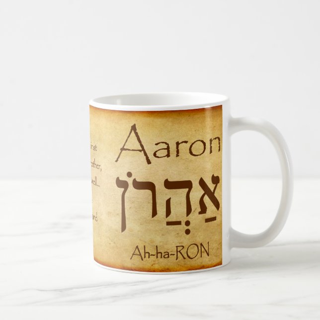 Caneca De Café AARON Hebraico Nome Mug (Direita)