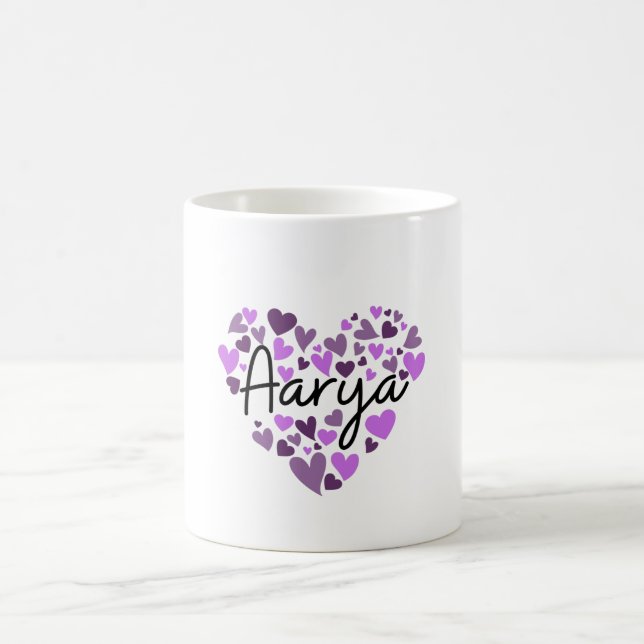 Caneca De Café Aarya, corações roxos (Centro)