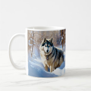 Caneca De Café Aaskan Malamute Deixe-A Neve Natal