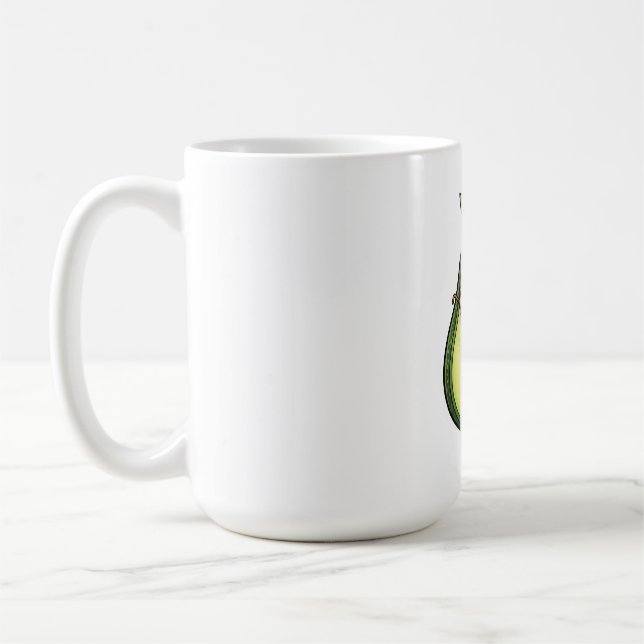 Caneca De Café Abacate Kawaii Fofo Piscando com Óculos (Esquerda)