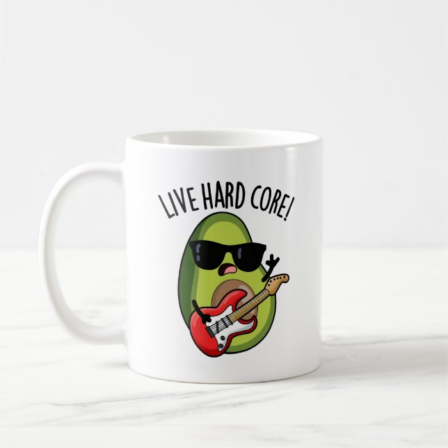 Caneca De Café Abacate Rock Pun divertido Hard Core ao Vivo  (Esquerda)