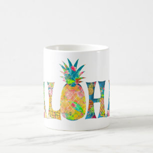 Caneca De Café Abacaxi de PixDezines Aloha+Aguarela floral