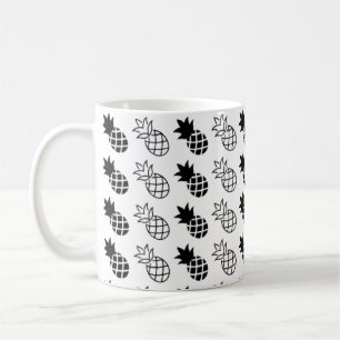 Caneca De Café abacaxi design preto e branco