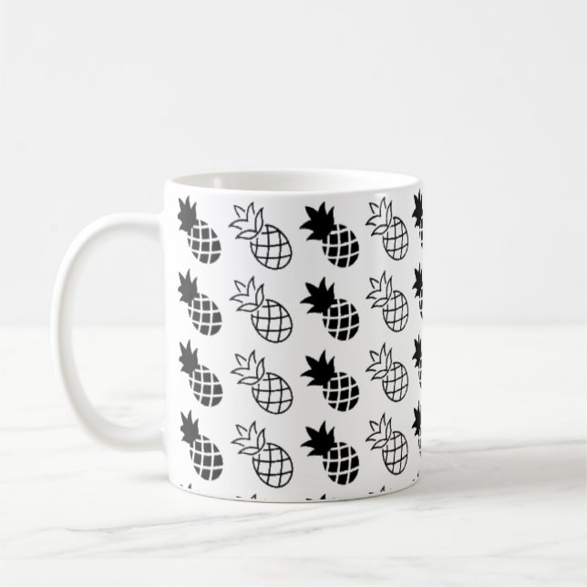 Caneca De Café abacaxi design preto e branco (Esquerda)