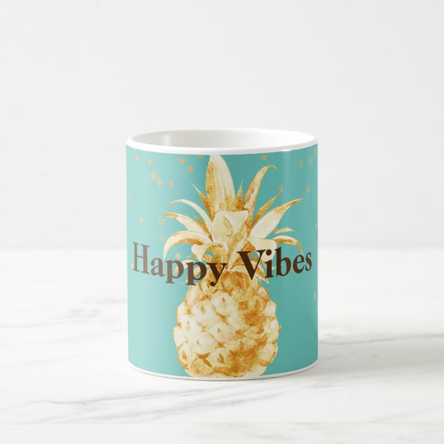 Caneca De Café Abacaxi Dourado Amarelo Verde (Centro)
