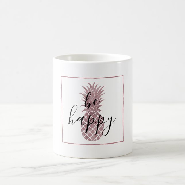 Caneca De Café Abacaxi Dourado rosa Be Happy (Centro)