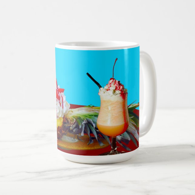 Caneca De Café Abacaxi e sorvete com suor de fruta (Frente Esquerda)