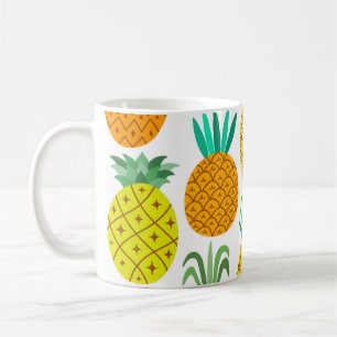 Caneca De Café Abacaxi Isolado: Padrão Invisível Da Vintagem.