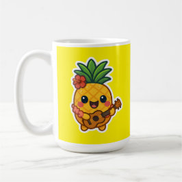 Caneca De Café Abacaxi Kawaii sorridente - Tropical