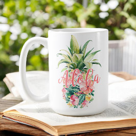 Caneca De Café Abacaxi Tropical Aquarela