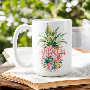 Caneca De Café Abacaxi Tropical Aquarela