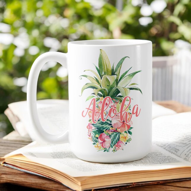 Caneca De Café Abacaxi Tropical Aquarela (Criador carregado)