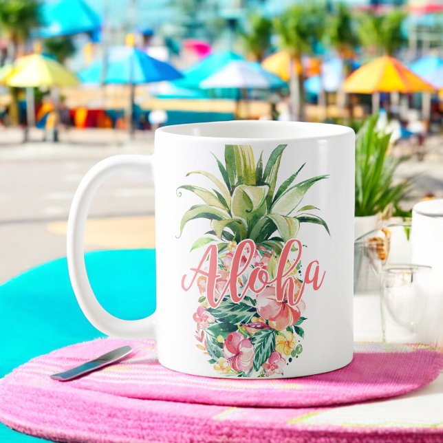 Caneca De Café Abacaxi Tropical Aquarela (Criador carregado)