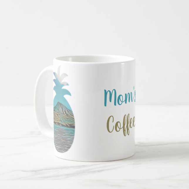Caneca De Café Abacaxi tropical Seu Nome Seu Bebida (Frente Esquerda)