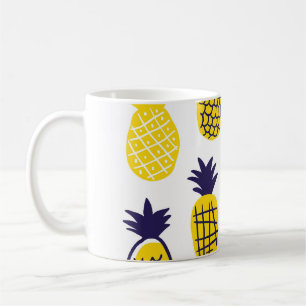 Caneca De Café Abacaxis minimalista, design abstrato colorido.