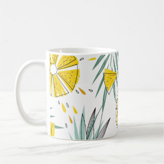 Caneca De Café Abacaxis suculentos: padrão de safra brilhante.
