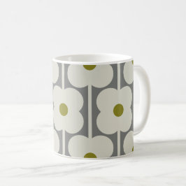 Caneca De Café Abacus Flor e pequeno padrão do tronco branco e Ci