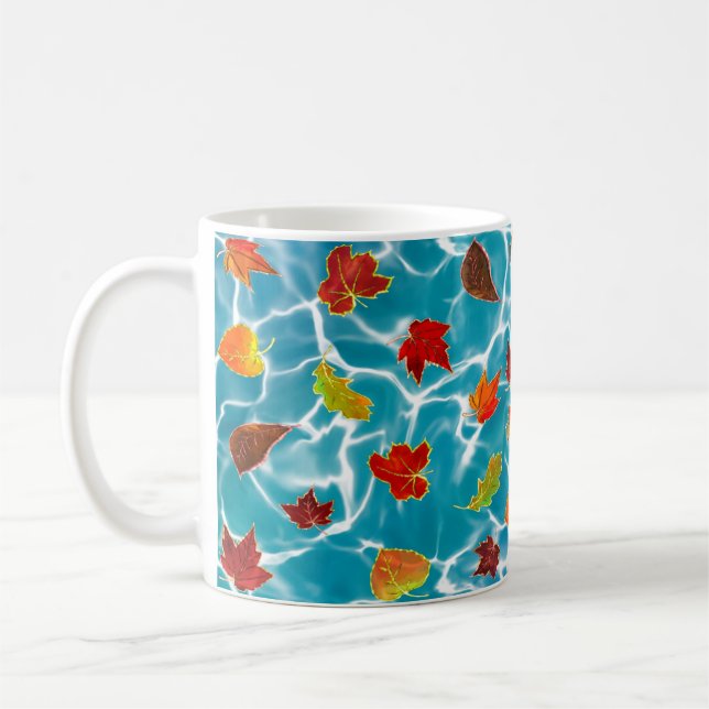 Caneca De Café Abandonando a queda para a água do mar azul (Esquerda)