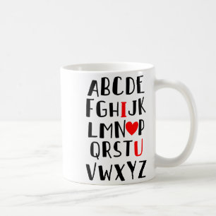 Caneca De Café Abcd Eu Amo Você Alfabeto Homens Mulheres Fofo Eng