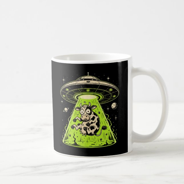 Caneca De Café Abdução de Vaca Alienígena Weirdcore Surreal (Direita)