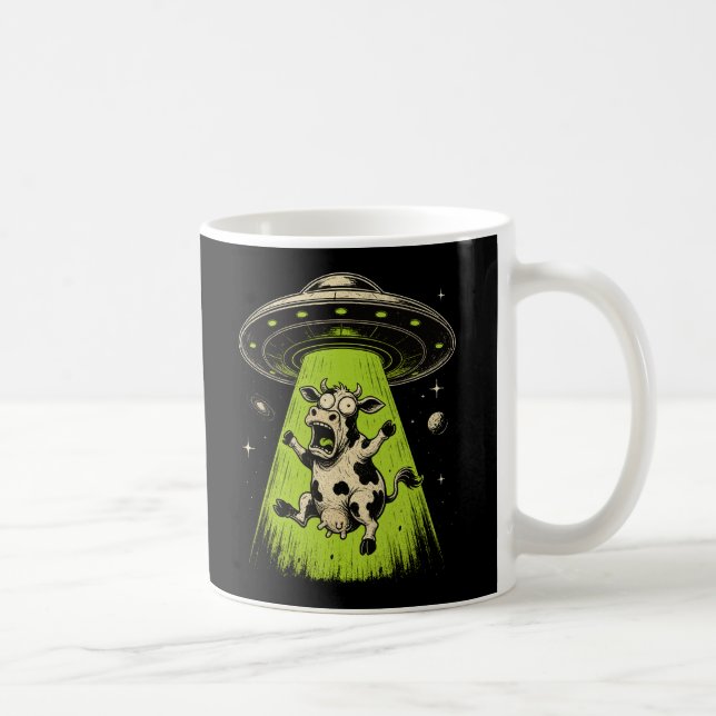 Caneca De Café Abdução de Vaca Alienígena Weirdcore Surreal (Direita)