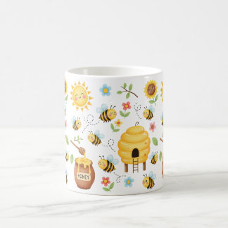 Caneca De Café Abeia Fofa e Colmeia