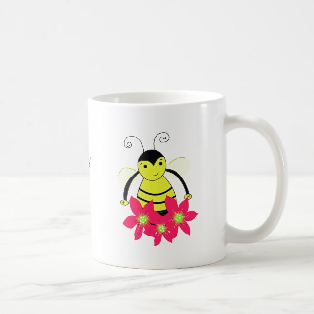 Caneca De Café Abeira Atarefada Caprichosa com Flores (Direita)