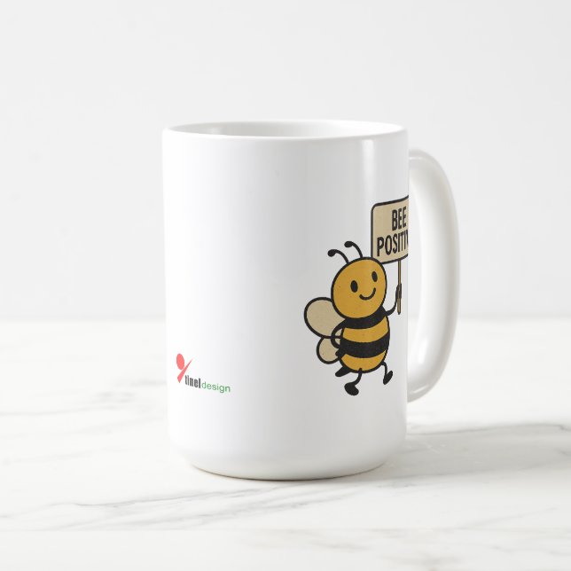 Caneca de Café "Abeja Positiva" | Slogan Fofo de A (Frente Esquerda)