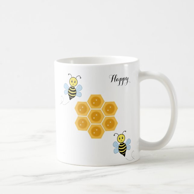 Caneca De Café Abejas felizes e favo de mel (Direita)