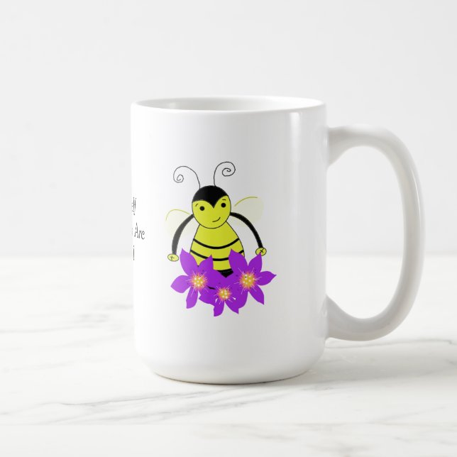Caneca De Café Abelha Branca Ocupada com Flores (Direita)