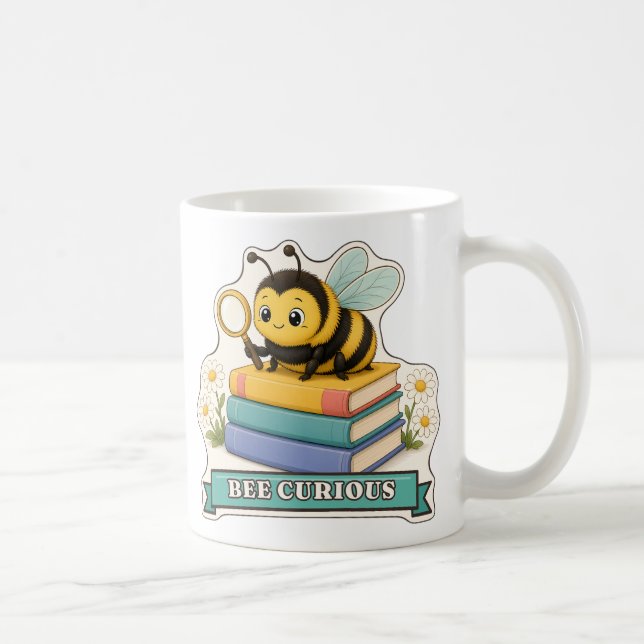 Caneca De Café Abelha Curiosa Abelha Fofa com Lupa (Direita)