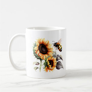 Caneca De Café Abelha Entre Girassóis