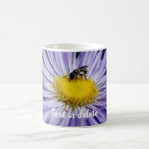 Caneca De Café Abelha Na Flor De Margarida Roxa Personalizada
