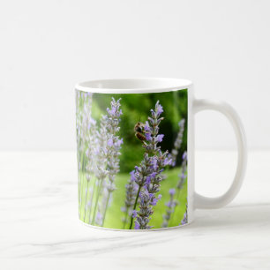 Caneca De Café Abelha na Floral de Verão da Lavanda