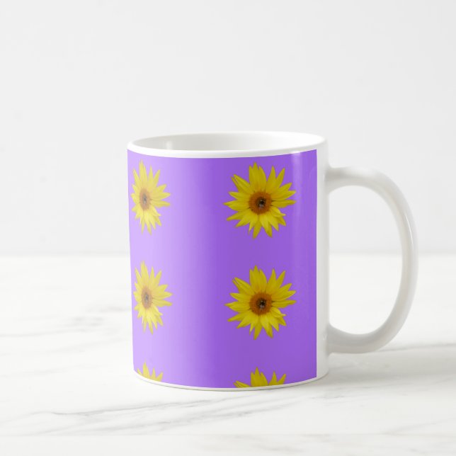 Caneca De Café Abelha no girassol amarelo em roxo (Direita)