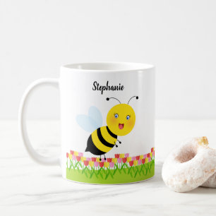 Caneca De Café Abelha no Jardim Tulip