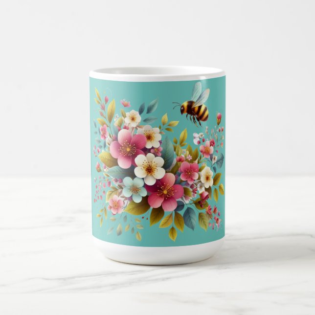 Caneca De Café Abelha Primavera/Floral colorida (Centro)