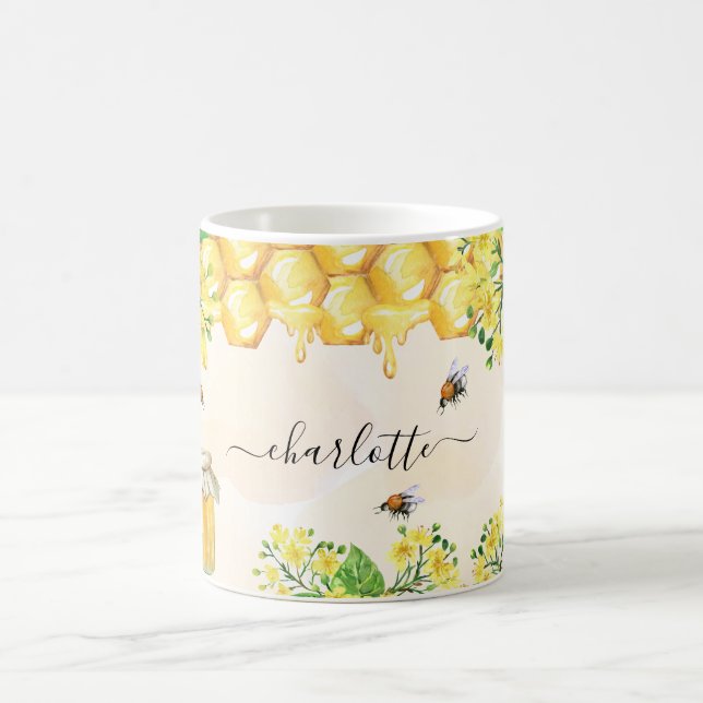 Caneca De Café Abelhas-de-banho mel floral amarelo (Centro)