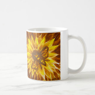 Caneca De Café Abelhas de mel e flores amarelas