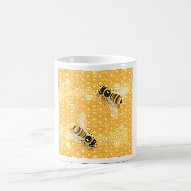 Caneca De Café Abelhas de Mel no Padrão de Bright Honeycomb (Criador carregado)