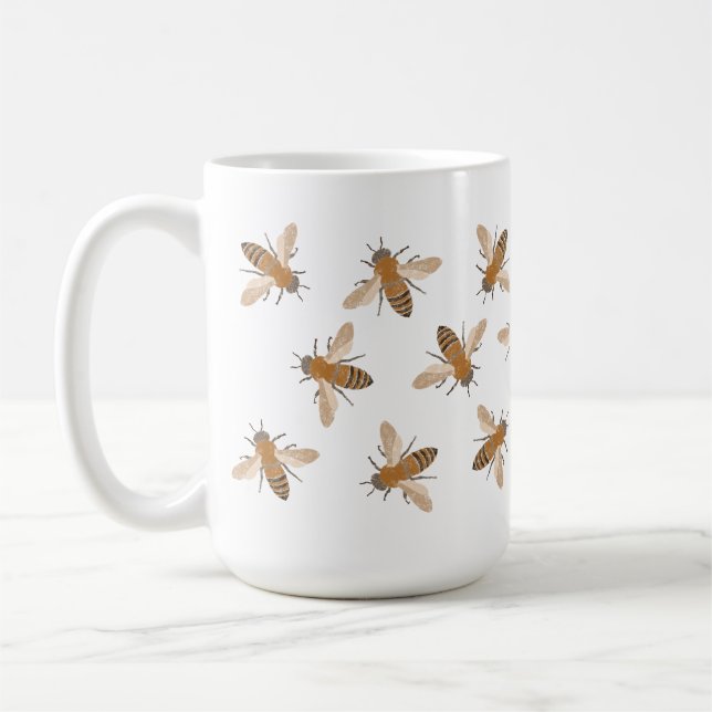 Caneca De Café Abelhas Desenhadas À Mão Mug (Esquerda)