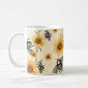Caneca De Café Abelhas e baunilha de girassol