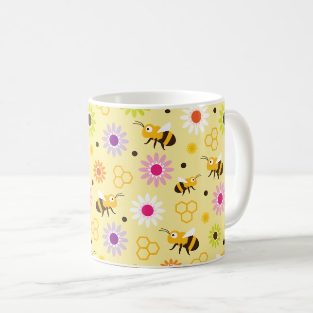 Caneca De Café Abelhas e Flores (Frente Esquerda)