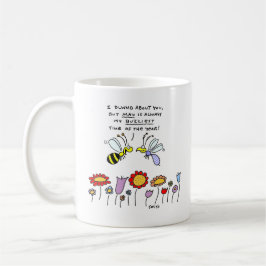 Caneca De Café Abelhas e Flores Engraçadas em Springtime