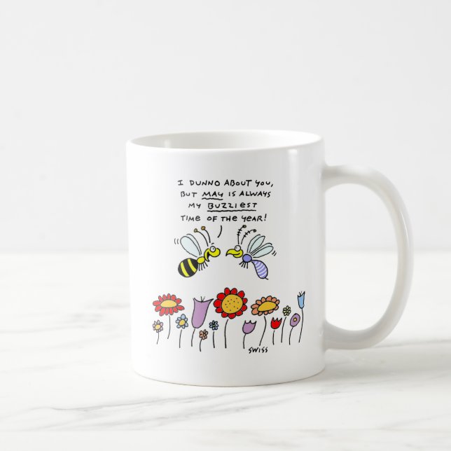Caneca De Café Abelhas e Flores Engraçadas em Springtime (Direita)