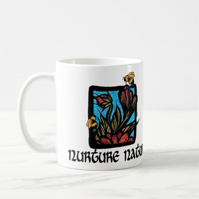 Caneca De Café Abelhas e flores naturais de cultura (Esquerda)