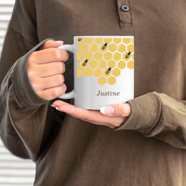 Caneca De Café Abelhas e Honeycomb (Bee and Honeycomb Coffee Mug)