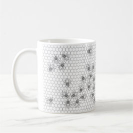 Caneca De Café Abelhas e Honeycomb Pattern Mug