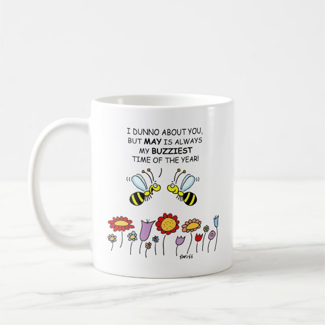 Caneca De Café Abelhas Engraçadas em Maio Jardineiro (Esquerda)