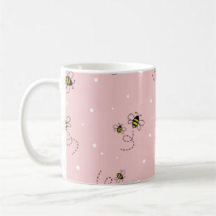 Caneca De Café Abelhas sem descontinuidades em fundo pastel. Vint